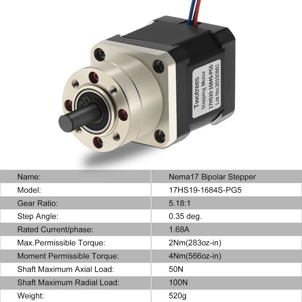 Nema 17 шаговый двигатель Передаточное отношение 5:1 Планетарная коробка передач 42 двигатель экструдер 1.68A L = 48 мм Nema17 шаговый двигатель