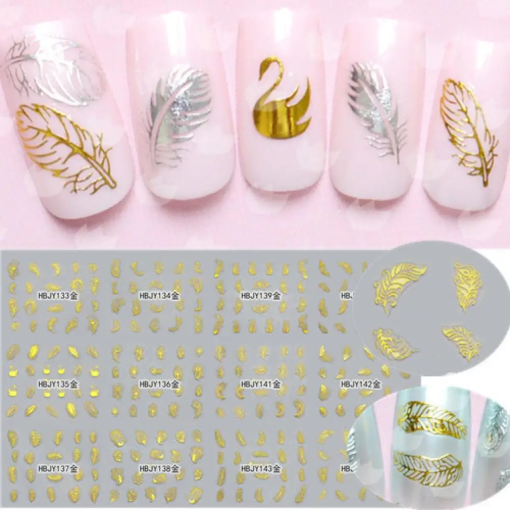 1 шт Горячая красивые белые перья Лебедь дизайн ногтей наклейки Модные Советы украшения для женщин