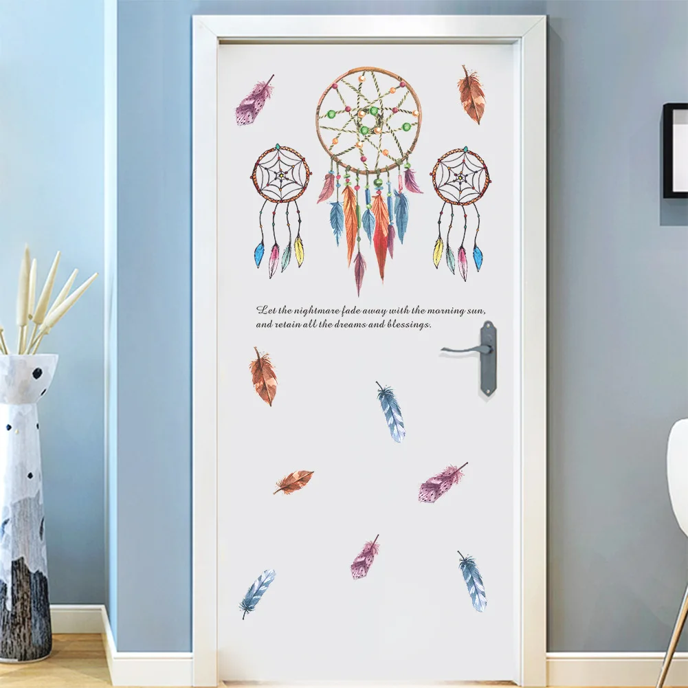 Removable Wall Sticker Stickers Bedside Living Room Sofa Background Wall Decoration Creative Cool Color Feather Hanging Decorati