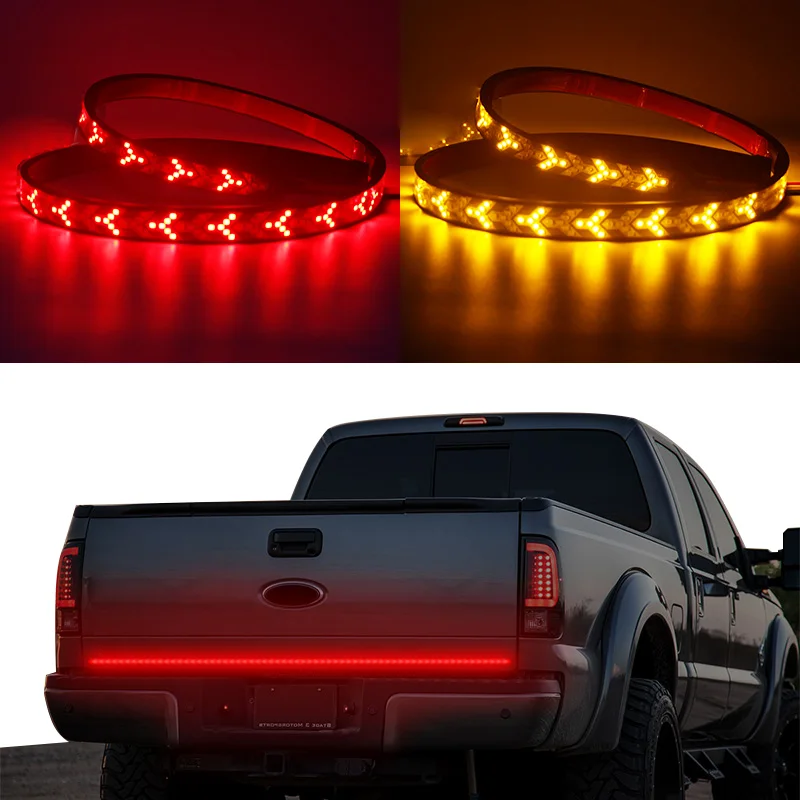 

LED Tailgate Lights Bar Strip For Pickup Jeep Cars Turn Singal Brake Reverse Truck Flowing Rear Tail Lamps Warning 12V 24V