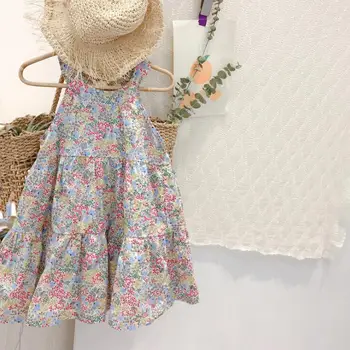 

2020 New Style Girls Printed Dress Backless Fashion Cotton Girls Vest Dresses 2-8t QA999
