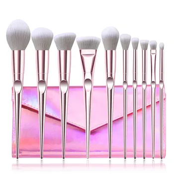 

10Pcs/set Thumb Printed Makeup Brush Tool Shadow Powder Foundation Eyebrow Eyeliner Blush Blending Make up Brushes Set with Bag