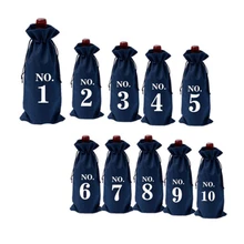 Джутовые мешки для вина со шнурком, подарочные пакеты для бутылок с нумером, штора для дегустации вина, 10 штук Джутовые мешки для вина со шнурком, подарочные пакеты для бутылок с нумером, штора для дегустации вина, 10 штук