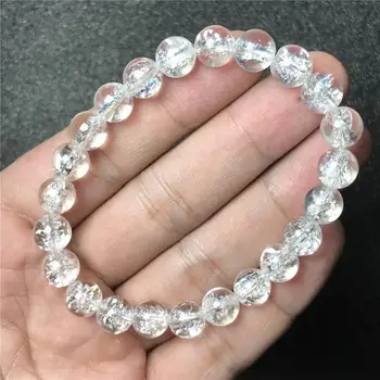 

8mm Genuine Natural Himalaya Rock Crystal Bracelet For Women Lady Men Snow Energy Round Beads Fashion Bracelet Jewelry AAAAA