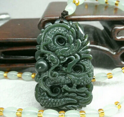 +++830 Chinese Natural Green Hand-carved Hetian Jade Pendant - Dragon Necklace | Украшения и аксессуары
