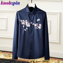 Брендовая рубашка с принтом для мужчин осень зима длинный рукав тонкие повседневные мужские рубашки высокого качества деловые мужские Рубашки 4XL