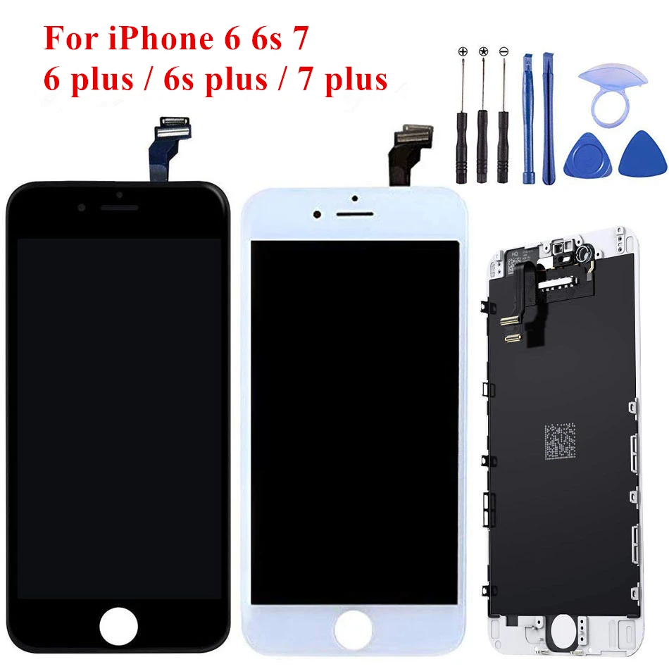 Nero/Bianco Di Montaggio Display Lcd Digitalizzatore Per Iphone 6 S Lcd Touch Screen Per Iphone 6 7 Plus No Pixel Morti Con I Regali Aaa + + +
