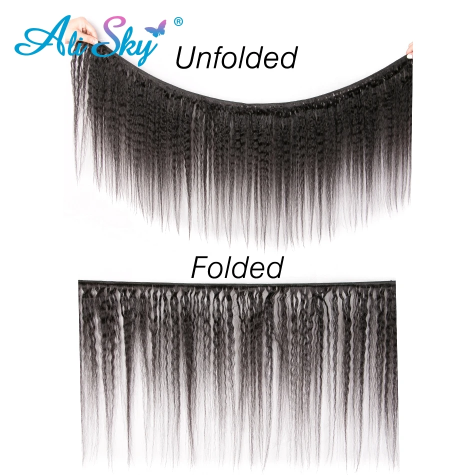 AliSky Hair Indian Kinky Straight 4 Bundles With Lace Closure Remy Hair Extension Human Weave Bundles With Closure Silky