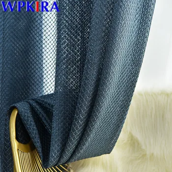 

Modern Minimalist Tulle Curtains For Living Room Voile Sheer Plaid High-Grade Drapes Curtains For Kitchen Window Blinds AD479#30