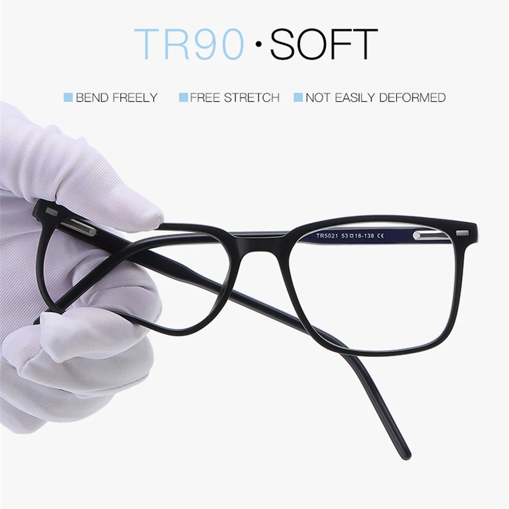 Gafas de bloqueo de luz azul TR90 para hombre y mujer, lentes antirayos, color negro mate, transparentes, a la moda, 2024 image_3