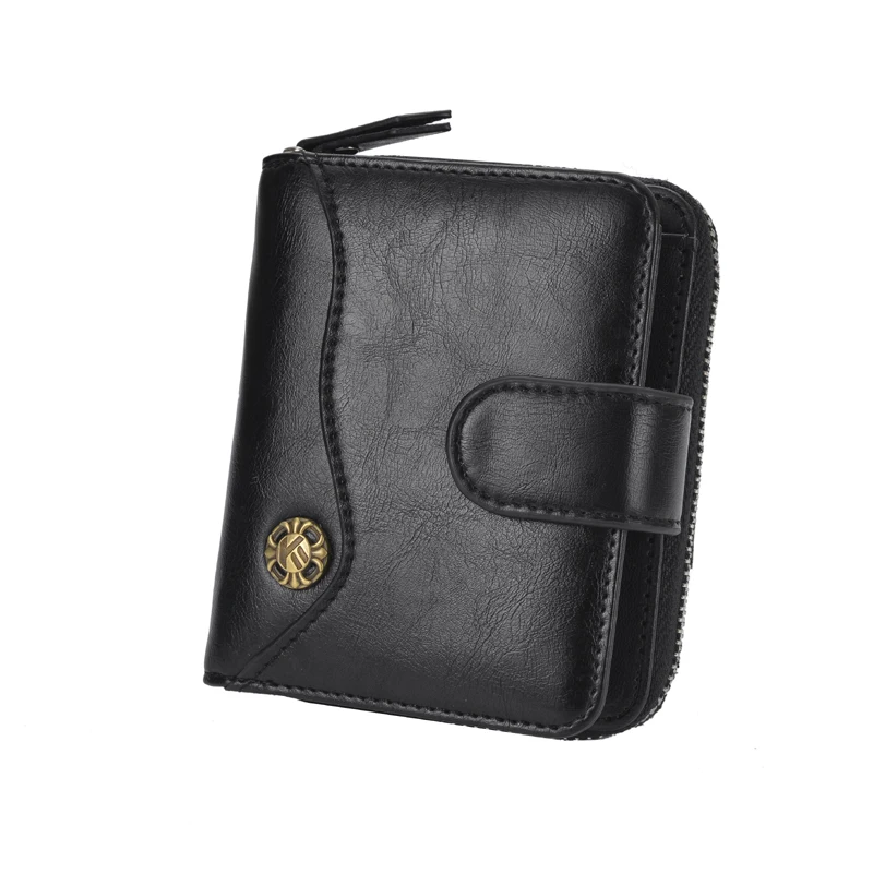 

New Men's Retro Wallet Short Men's Multifunction Wallet Zip Coin Purse Large Capacity Card Case