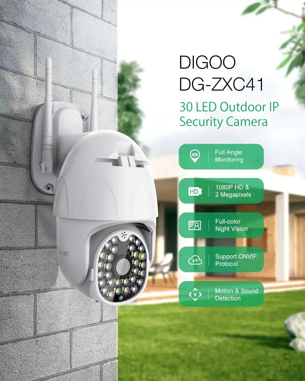 DIGOO облачная Wifi 1080P Full HD 4X Zoom уличная PTZ ip-камера 5.0MP сеть 30 светодиодный ИК домашняя CCTV камера видеонаблюдения