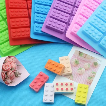 

Rectangular Lego Ice Tray Creative Building Blocks Silicone Chocolate Mold Fondant Cake Mold DIY Baking