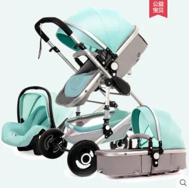 Высокая пейзажная детская коляска 3 в 1, детская коляска, роскошная коляска для путешествий, детская корзина, детское автокресло и коляска - Цвет: K