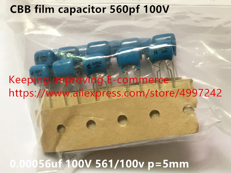 Оригинальный новый конденсатор 100% CBB 560pf 100 в 0 00056 мкФ 561/100 p = 5 мм (индуктор) |