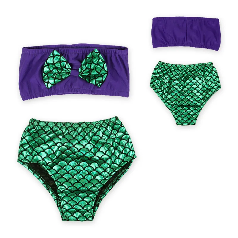 

Children fen ti zhuang Tour Bathing Suit Girls Bow Two-Piece Set Scale Swimwear Mermaid Swimsuit