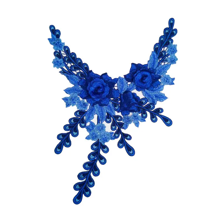 Blue 30 стилей 3D полые цветы вышитые кружева декольте DIY воротник декольте Venise Кружевная аппликация отделка Швейные принадлежности Скрапбукинг - Цвет: Blue