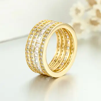 

Lady 14K Gold Band Ring Luxury 16ct Princess Cut white Sapphire Wedding Rings For Women men 925 Sterling Silver gemstone Jewelry