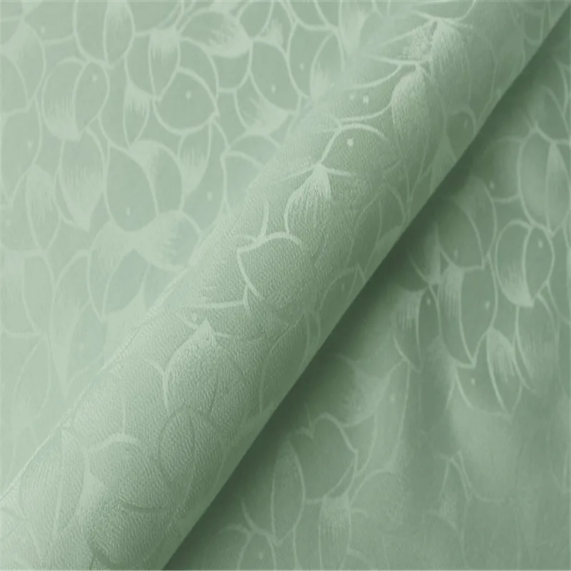 Silk Cotton Fabric Jacquard 20m/m 44inches Petal Design Floral Pattern Silk Blend Viscose Material for Han Chinese Clothing - Color: 3 light green