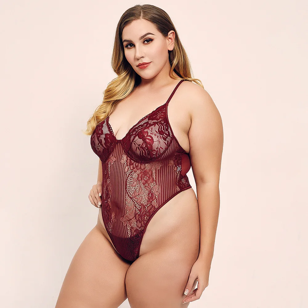 red bodysuit Echonight Lace Plus Size Bodysuit Women Transparent Overalls Clothing Women 2020 Female Body Sexy Body Suit Transparent Body bodysuit top