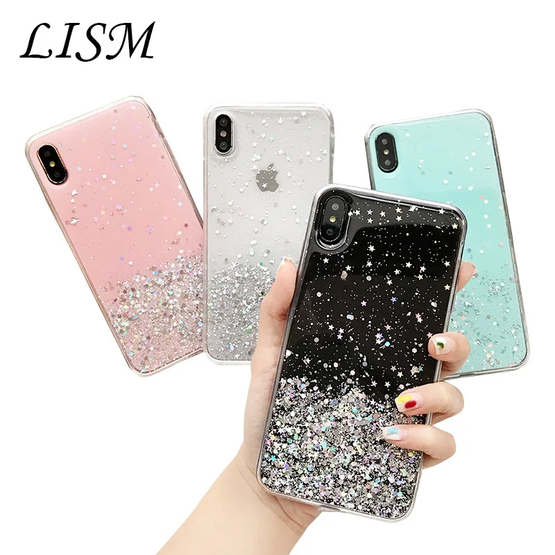 

Cell phone Case for iphone 7 8 plus soft silicone case for Iphone 6 6s 7 11ProMax Glossy case cover with small cute stars cover