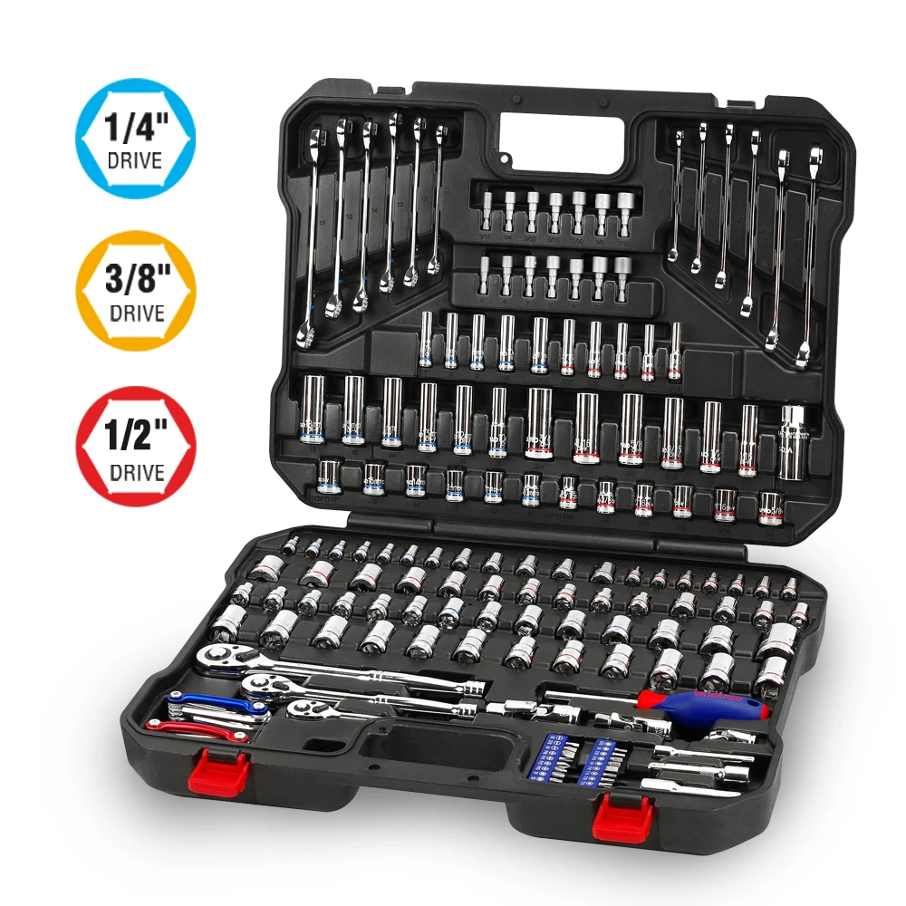 US $107.99 WORKPRO 164PC Tool Set Socket Wrench Set Hand Tools for Car Repair Set of Tool Instruments Sockets Set Ratchet Wrenches Spanners