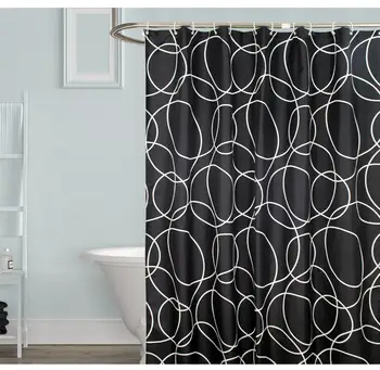 

23 Blaxk Background ,Mildew Proof and Waterproof Washable Printed Polyester Fabric Shower Curtain for Bat