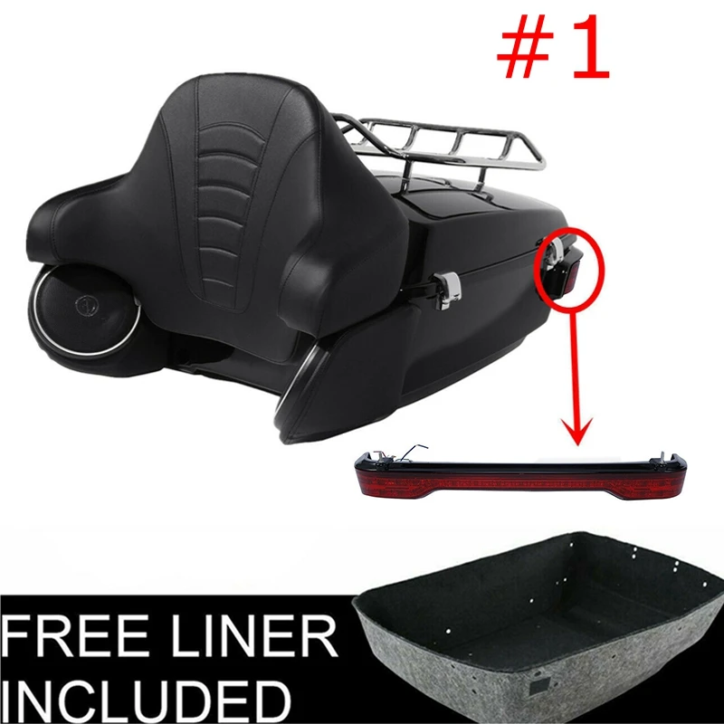 Motorcycle King Pack Trunk W/ LED Tail Light Speakers For Harley Tour Pak Touring Road Street Electra Glide King 14-19 18 Motorcycle King Pack Trunk W/ LED Tail Light Speakers For Harley Tour Pak Touring Road Street Electra Glide King 14-19 18