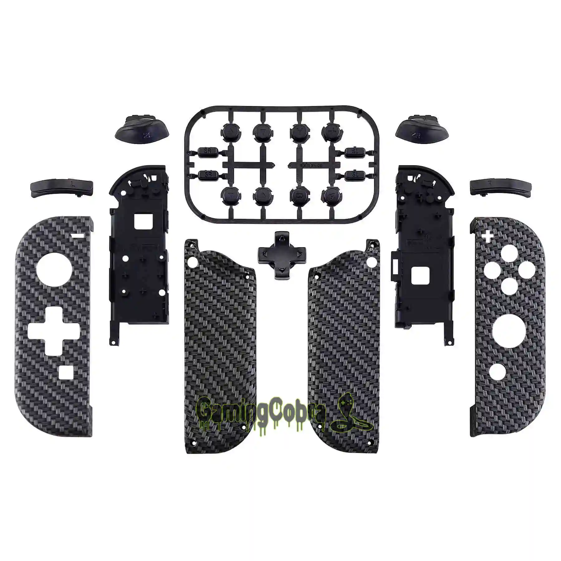 Black Silver Fiber Пользовательский корпус контроллера(версия D-Pad) с полным набором кнопок DIY Замена оболочки чехол для nintendo Switch Joy-Con - Цвет: Black Silver Fiber