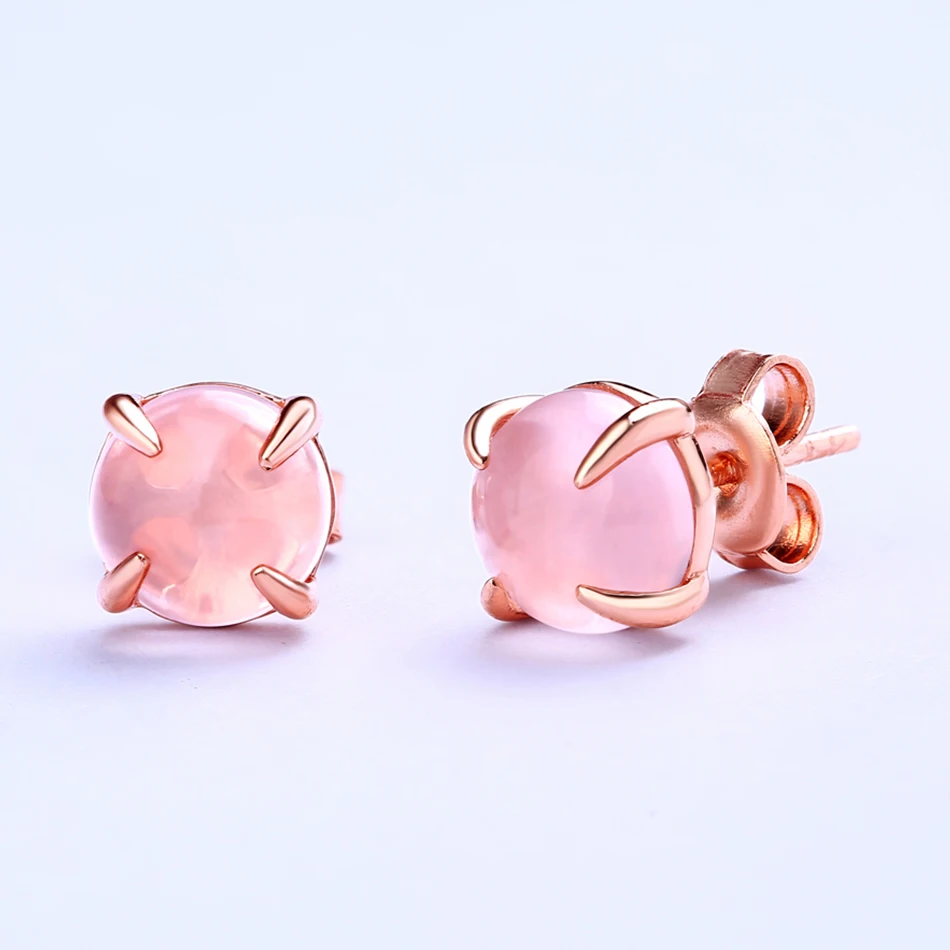 ALLNOEL 2019 New S925 Rose Quartz Pendant Earrings Natural Pink Gemstone Lovely Dog Charm Link Chain Choker Earrings  Jewelries (6)