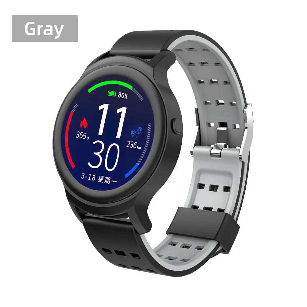 Gray B5 смарт-браслет пульсометр мониторинг сна круглый экран браслет gps шаг сигнал с подсчетом часы напоминание сенсорное управление - Цвет: Gray