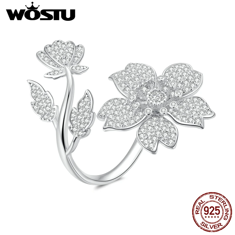 WOSTU 925 пробы Серебряный Длинный хвост мышь открытые Регулируемые кольца вечерние