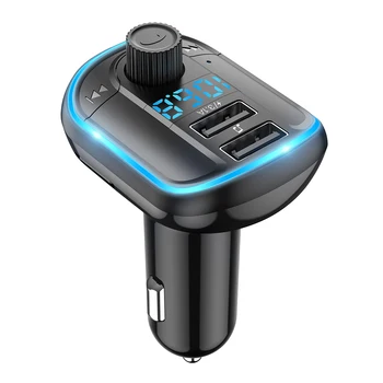 

Car FM Transmitter Wireless Bluetooth Stereo Dual USB U Disk TF Card Reader MP3 Player Audio Blue Flash Light Car Charger