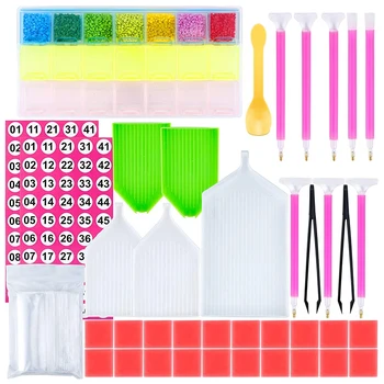 

89Pcs DIY Diamond Painting Set Include Diamond Point Pen Plastic Tray Tweezer Label Stickers and Diamond Embroidery Box