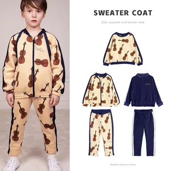 

Ins 2020 autumn and winter MR same boy and girl trend long-sleeved velvet cartoon jacket zipper sports suit