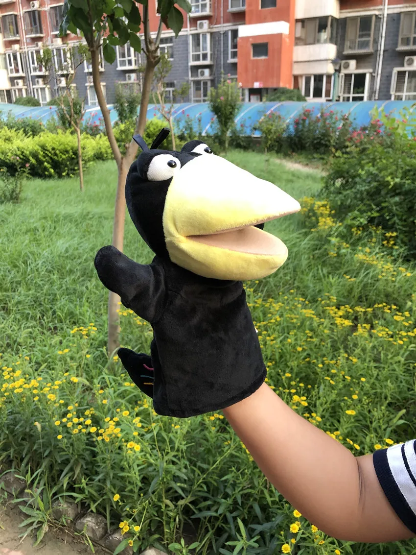 24 см черный ворона лесной стиль плюшевые игрушки Corvus Фигурки марионетка Милые