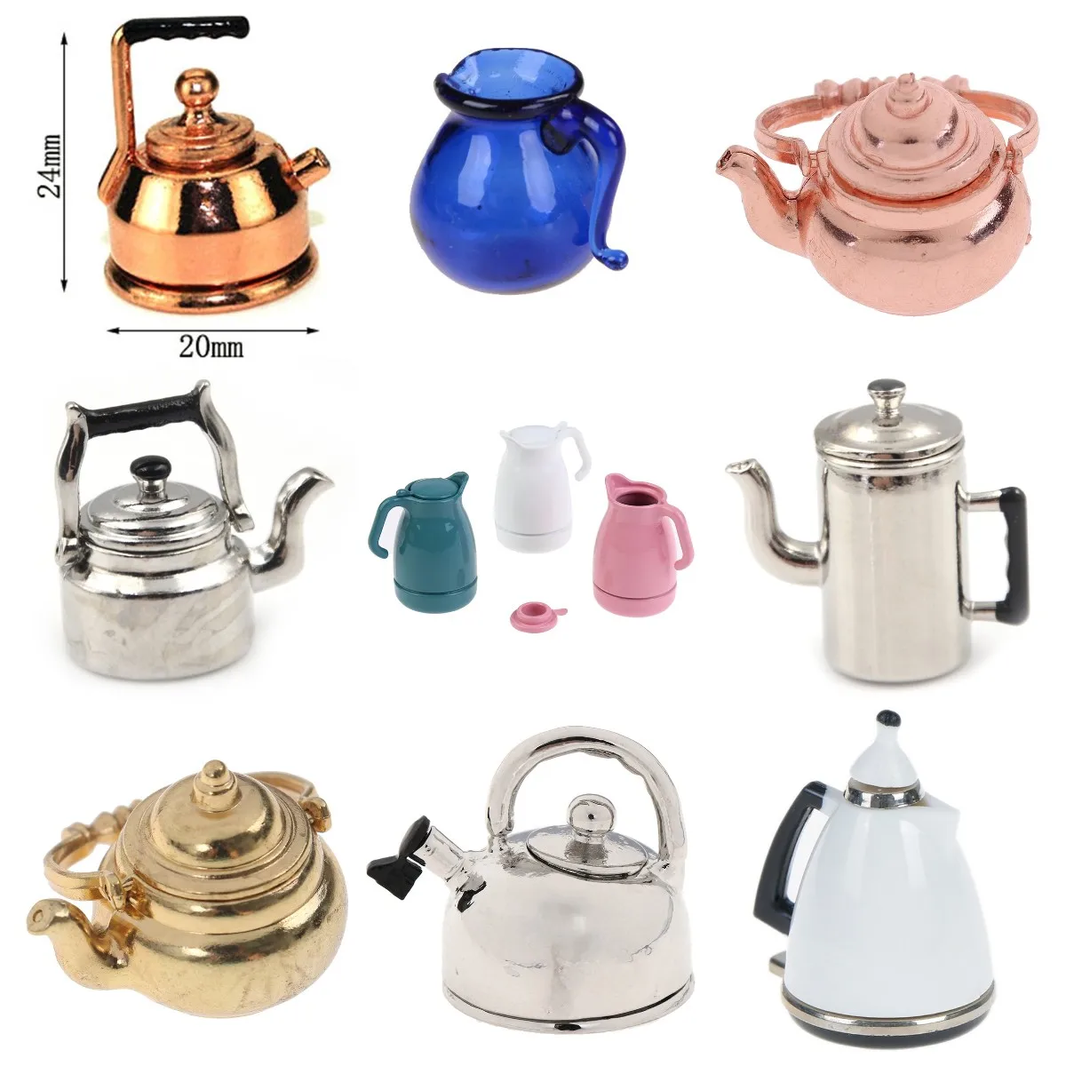 

1PCS MINI Cute Kettle Simulation Teapot Model Toys for Doll House Decoration 1/12 Dollhouse Miniature Accessories