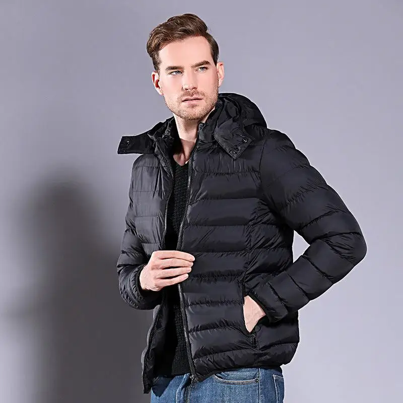 Мужская зимняя куртка размера 5XL, пуховая куртка размера плюс, парка для снежной погоды, теплая черная куртка с теплой подкладкой, стеганое пальто-пузырь, верхняя одежда - Цвет: Черный