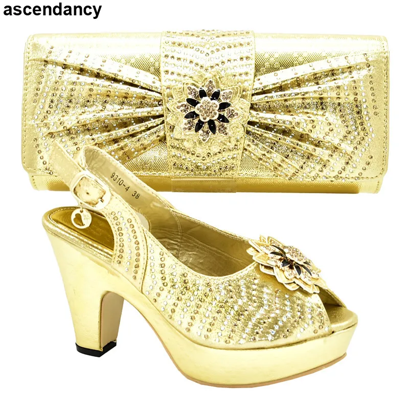 

New Italian Shoes with Matching Bags for Wedding Italy Shoe and Bag Set for Party In Women Women Shoes High Heel Buckle Strap