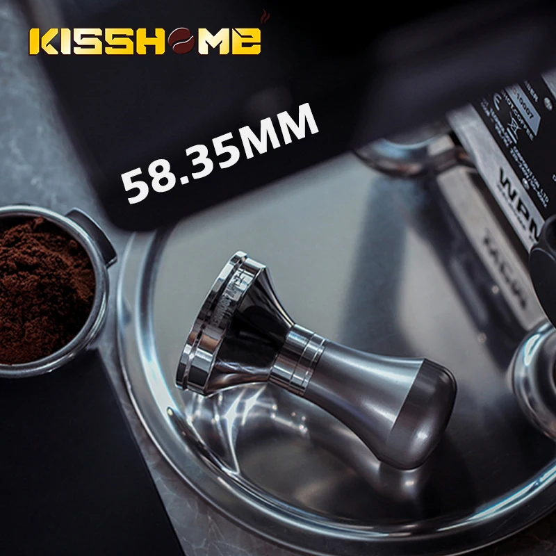 

58.35mm Coffee Tamper Powder Hammer Espresso Distributor Stainless Steel Handle Flat Base Espresso Cafe Barista Tool Accessories