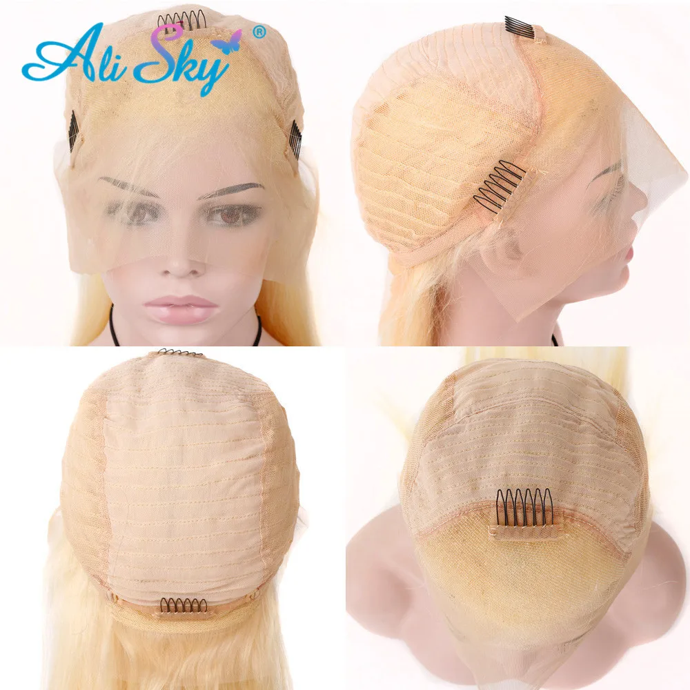 Alisky 613 фронтальный парик preplecked медовый блонд фронта шнурка Человеческие волосы