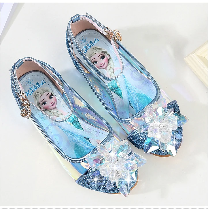 Diamond Shining Sequined Girls Sandals Fashion Anna Elsa Princess Dancing Party Children Shoes Rhinestone Leather Kids Shoes 594 (5)