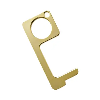 

Gold Silver Electric Strike Hygiene Hand Contact-Free Door Handle Elevator Tool Brass Multifunctional Keychain
