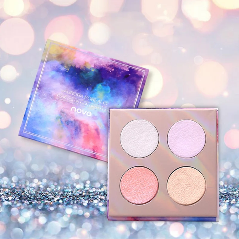 4-color Highlighter Palette Northern Lights Series Waterproof Long Lasting Shiny Color Luminous Face Powder N.w |