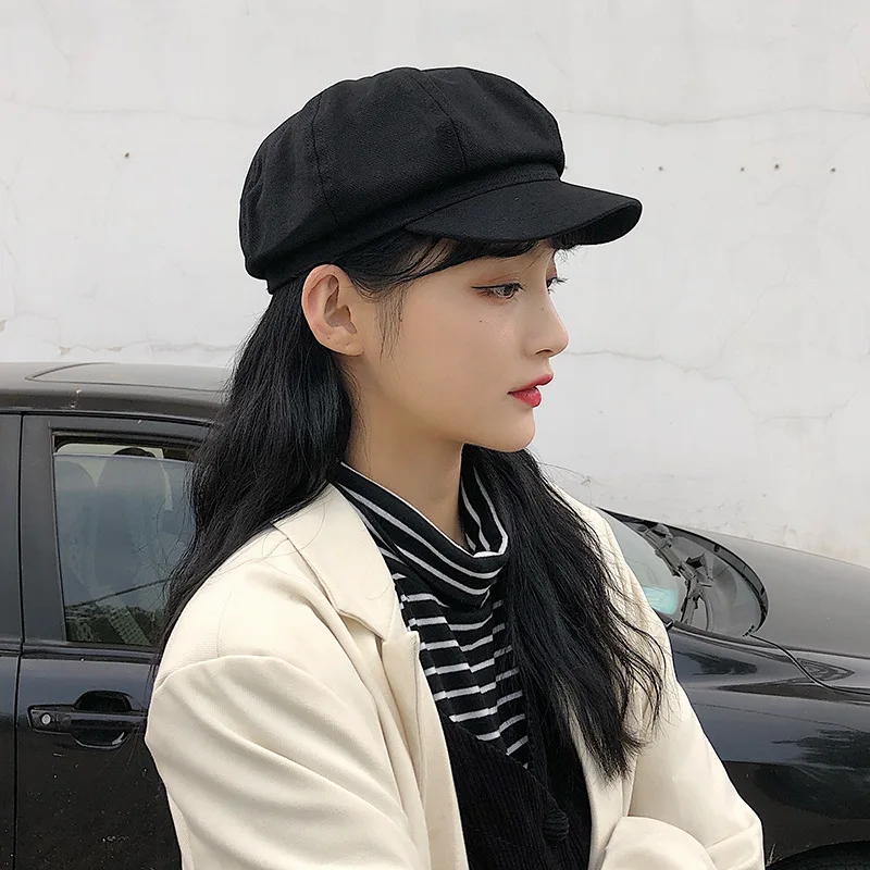 

Hat female Japanese simple beret Korean version wild British octagonal cap literary retro wild painter hat trendy man