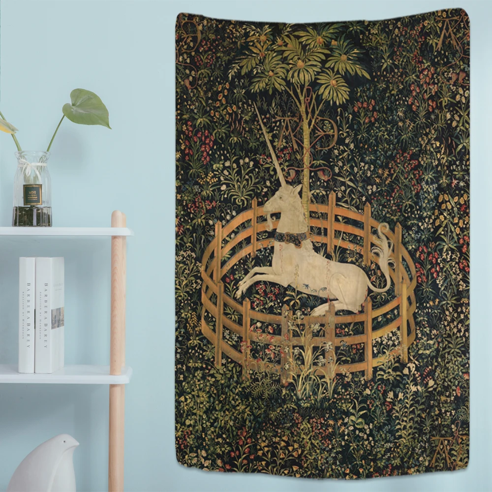The Unicorn In Captivity Wall Tapestry Cover Beach Towel Picnic Yoga Mat Home Decoration Animal Wall Covering