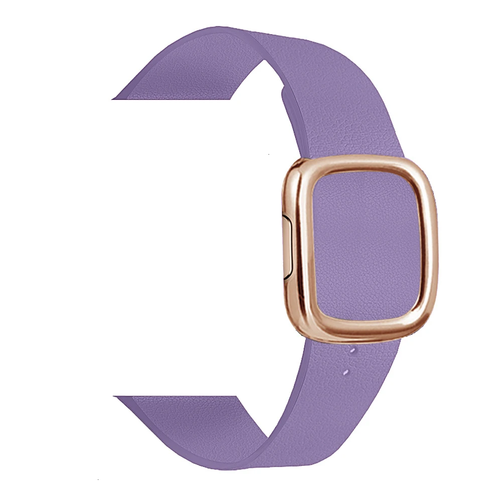 Кожаная Петля ремешок для apple watch группа 5 4 44/40 мм современный стиль браслет на запястье, аксессуары для наручных часов iWatch серии 3/2/1 42/38 мм - Цвет ремешка: lilac Gold