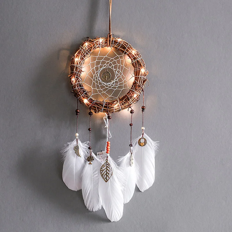 Dream catcher из ротанга материал сумка для студентов ручная работа аксессуары для урока день рождения qixi подарки на день Святого Валентина - Цвет: with light