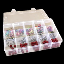 

15 Slots Plastic Storage Jewelry Box Compartment Adjustable Container for Beads Earring Box for Jewelry Rectangle Box Case