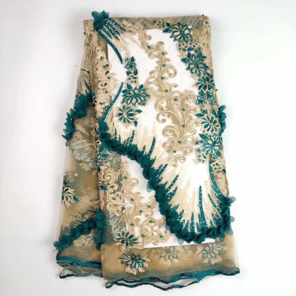 Африканское молочного цвета Шелковое кружево ткань высокого качества молочный шелк кружевная ткань с горячим бисером для нигерийского платья часть WHB8-5 01